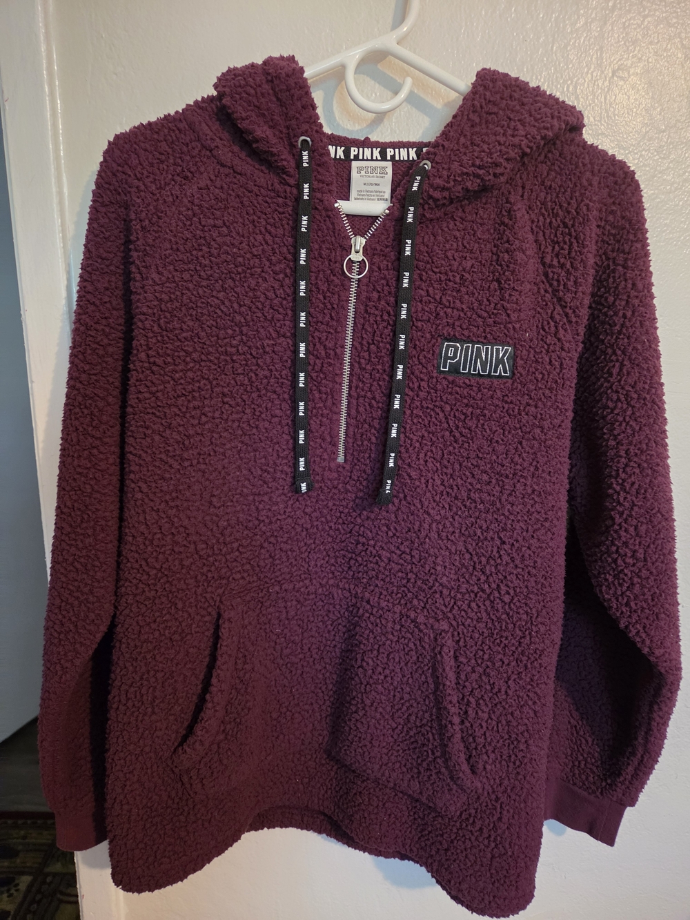 Victoria's Secret PINK Plush Sherpa Hoodie - Burgundy